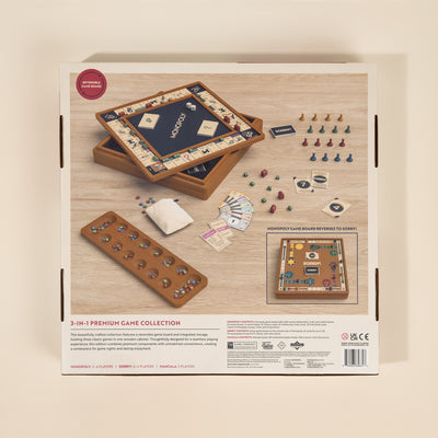 3-in-1 Premium Game Collection: Monopoly, Sorry & Mancala