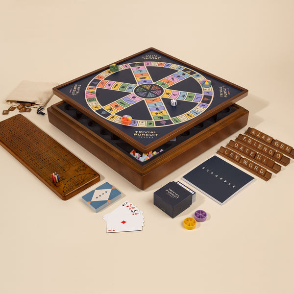 3-in-1 Premium Game Collection: Scrabble, Trivial Pursuit & Cribbage