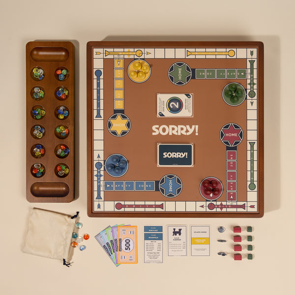 3-in-1 Premium Game Collection: Monopoly, Sorry & Mancala