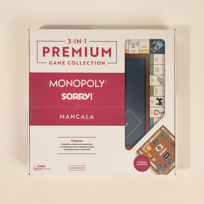3-in-1 Premium Game Collection: Monopoly, Sorry & Mancala