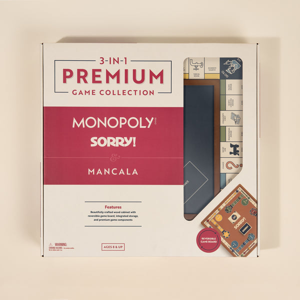 3-in-1 Premium Game Collection: Monopoly, Sorry & Mancala