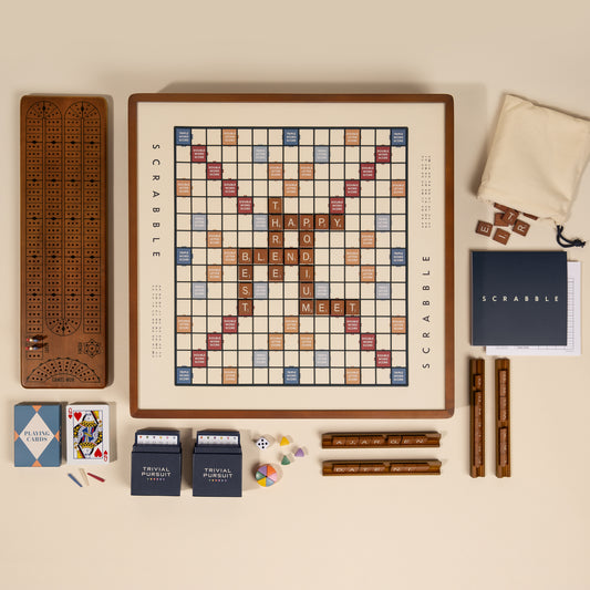 3-in-1 Premium Game Collection: Scrabble, Trivial Pursuit & Cribbage