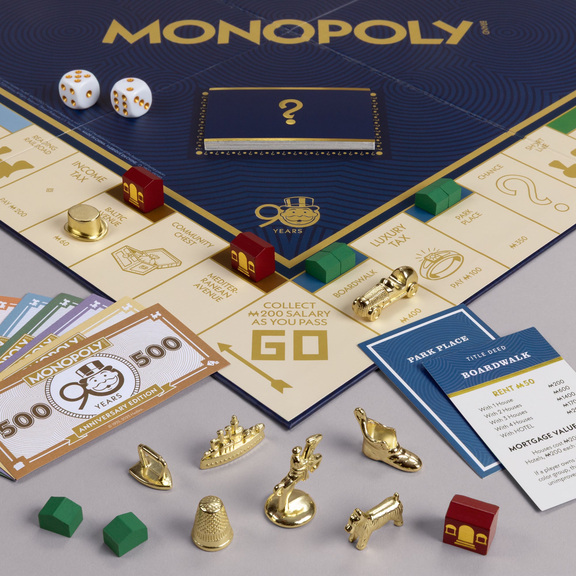 MONOPOLY 90th Anniversary Edition | Wooden Box, Metal Tokens – WS