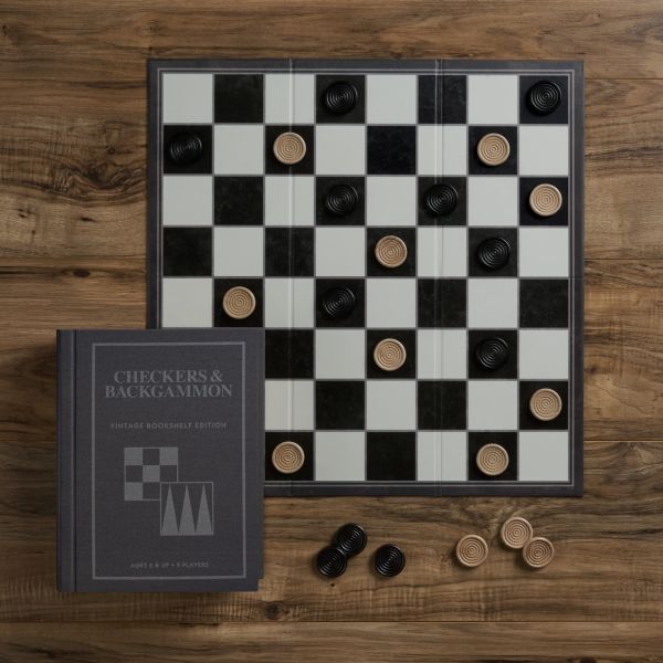 Checkers and Backgammon Vintage Bookshelf Edition
